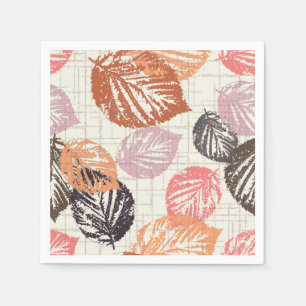 Serviette En Papier Feuilles d'automne sur le beige.