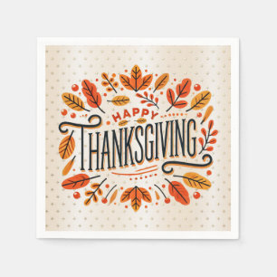 Serviette En Papier Feuilles de automne orange bon thanksgiving