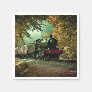 Serviette En Papier Feuilles de chute Vintages rétro de la locomotive
