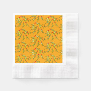 Serviette En Papier Feuilles de Joyeux Noël sur fond d'or jaune