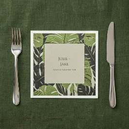Serviette En Papier Feuilles de jungle verte, audacieux et modernes, m