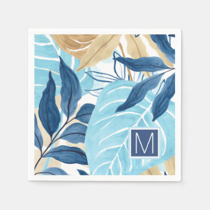 Serviette En Papier Feuilles de la Jungle Bleue