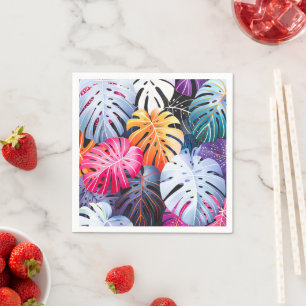 Serviette En Papier Feuilles de la Monstera d'été tropicale