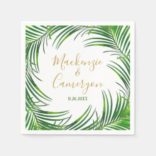 Serviette En Papier Feuilles de palme Tropical Wreath Mariage personna