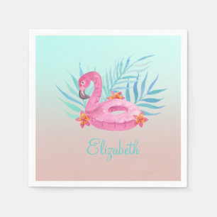 Serviette En Papier Feuilles de palmier flamant rose adorable
