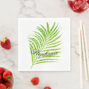 Serviette En Papier Feuilles de palmier vert pailleté personnalisable 