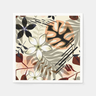 Serviette En Papier Feuilles de palmiers et monstères, tropicaux
