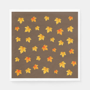 Serviette En Papier Feuilles d'érable sur fond marron
