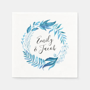 Serviette En Papier Feuilles d'Indigo   Mariage personnalisé