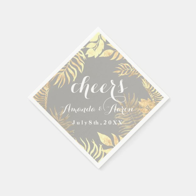 Serviette En Papier Feuilles d'or de Champaigne Faux Viandes Florales  (Coin)
