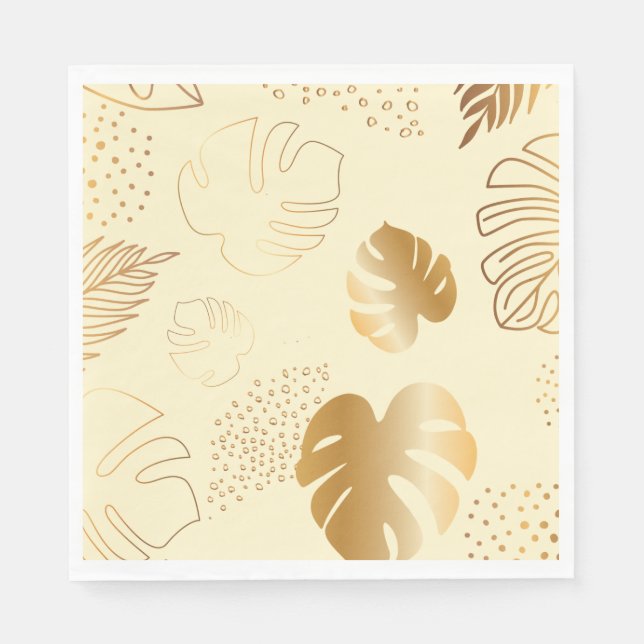 Serviette En Papier Feuilles d'or jaune (Devant)