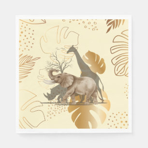 Serviette En Papier Feuilles d'or jaune, éléphant, plaques en papier g