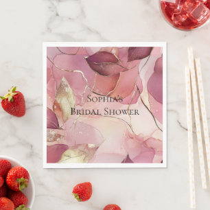 Serviette En Papier Feuilles dorées Bourgogne Blush Rose 