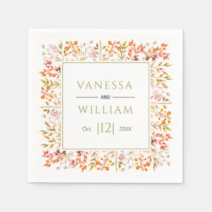 Serviette En Papier Feuilles et baies mariage de automne vert olive