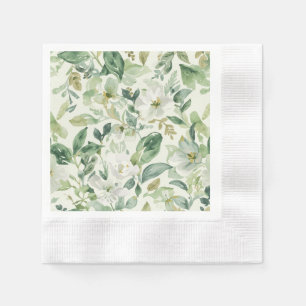 Serviette En Papier Feuilles Florales Aquarelle Verte Botanique Nature