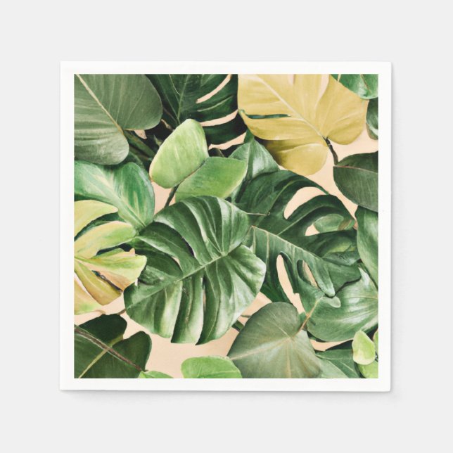 Serviette En Papier Feuilles florales/hawaïennes/tropicales (Devant)