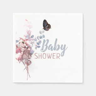 Serviette En Papier Feuilles papillons, Baby shower élégant