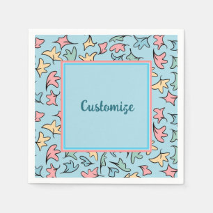 Serviette En Papier Feuilles pastel personnalisées Bleu