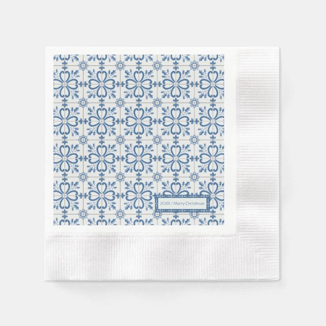 Serviette En Papier Feuilles saints de Noël et pétales de fleurs (Devant)