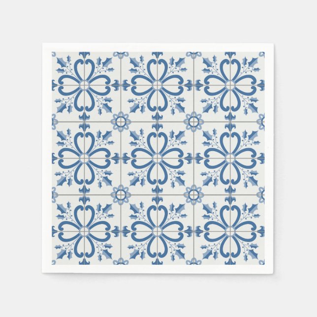 Serviette En Papier Feuilles saints de Noël et pétales de fleurs (Devant)