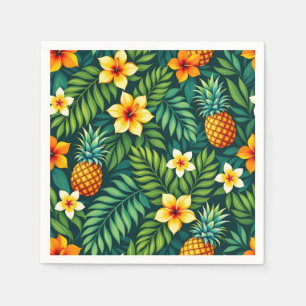 Serviette En Papier Feuilles tropicales et motif ananas