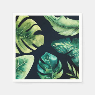 Serviette En Papier Feuilles Tropicales Vertes Fête de Mariage Élégant