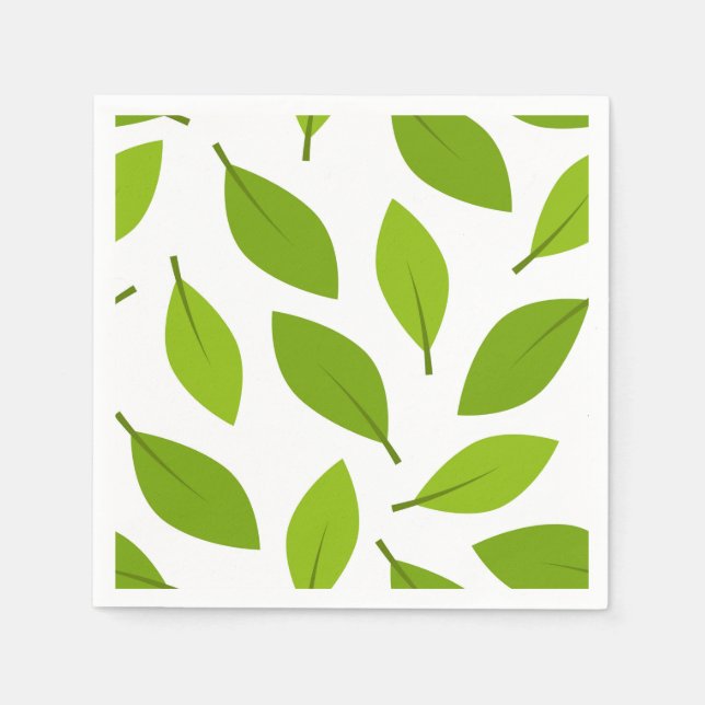 Serviette En Papier Feuilles Vertes de la Nature Élégante (Devant)