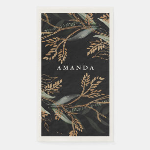Serviette En Papier Feuillu Botanique Eucalyptus Moderne Branche Onyx