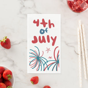 Serviette En Papier Feux d'artifice 4 juillet Étoiles BBQ Anniversaire