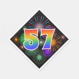 Serviette En Papier Feux d'artifice colorés + Motif "57" d'arc-en-cie