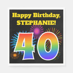 Serviette En Papier Feux d'artifice d'amusement + Motif "40"