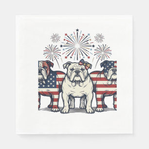 Serviette En Papier Feux d'artifice de Bouledogue patriotique Gravure 