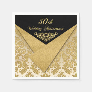 Serviette En Papier Feux Flaps Damask 50e anniversaire Mariage serviet