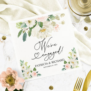 Serviette En Papier Fiançailles Fleuris Rose Nous sommes fiancés