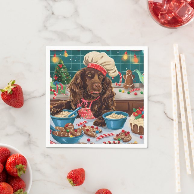Serviette En Papier Field Spaniel Gîtes : Festive Noël (En situation)