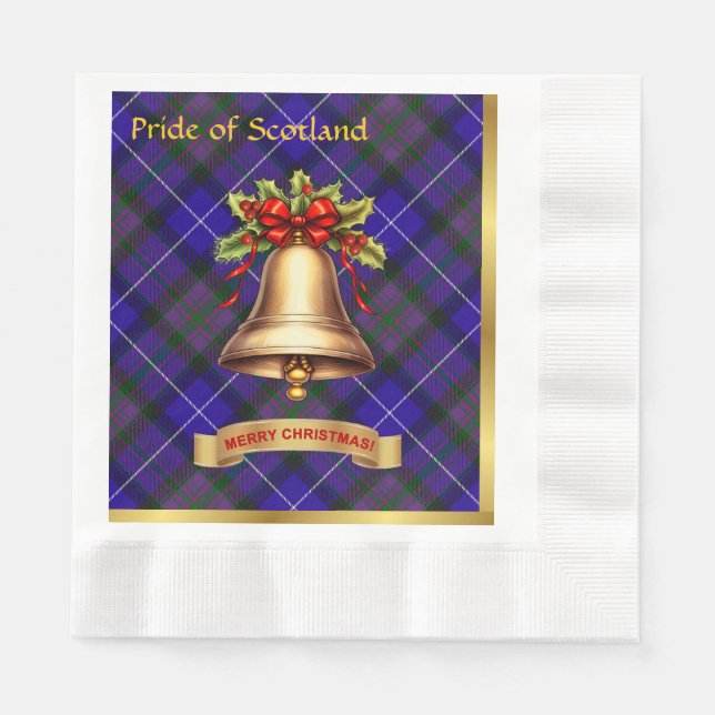 Serviette En Papier Fierté de l'Ecosse Tartan personnalisé Noël (Devant)