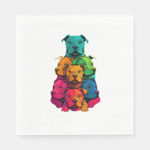 Serviette En Papier Fierté LGBT colorée Staffordshire Bull Terrier Chi
