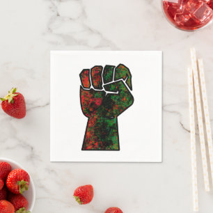 Serviette En Papier fierté noire drapeau rouge vert poing panafricain