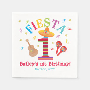Serviette En Papier Fiesta 1er Anniversaire mexicain coloré