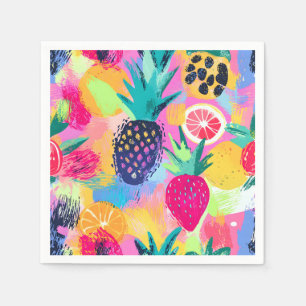 Serviette En Papier Fiesta Abstraite de fruits tropicaux Paradise