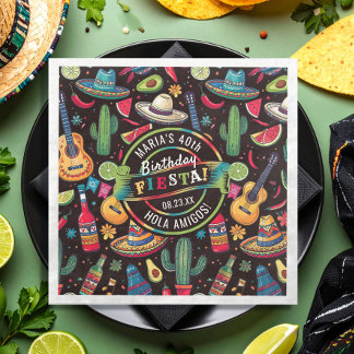 Serviette En Papier Fiesta mexicaine Toute occasion Motif Black ID1114