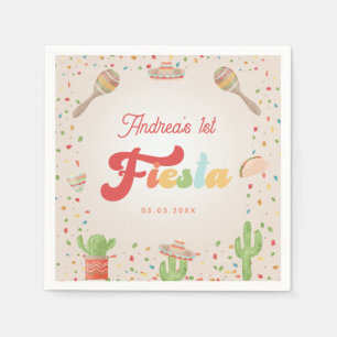 Serviette En Papier Fiesta Super colorée 1er anniversaire Genre Neutre