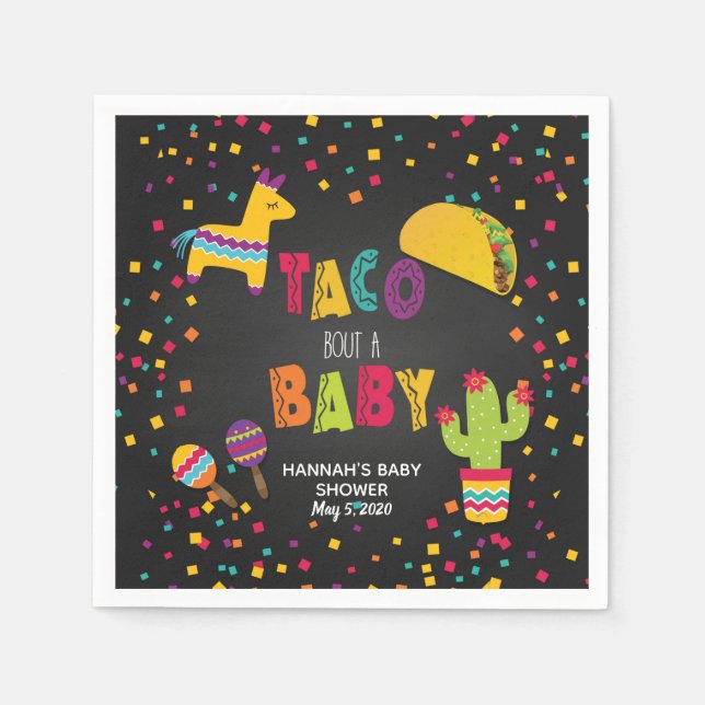 Serviette En Papier Fiesta Taco Bout a Baby Napkin - Personnalisable (Devant)