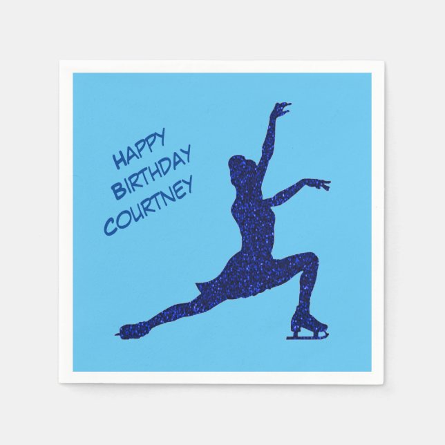Serviette En Papier Figure Patinage Anniversaire Bleu Éperche Papier s (Devant)