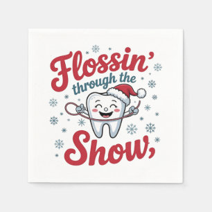 Serviette En Papier Filant dans la neige Noël drôle de Noël