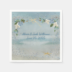 Serviette En Papier filet nautique avec bulle et fleurs