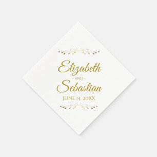 Serviette En Papier Filigree Gold & White Lacy Simple Mariage élégant