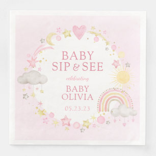 Serviette En Papier Fille Aquarelle Rainbow Baby Sip Et Voir