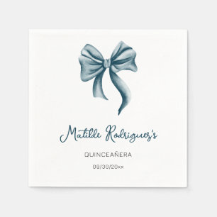 Serviette En Papier Fille au Nœud Bleu Quinceanera Anniversaire