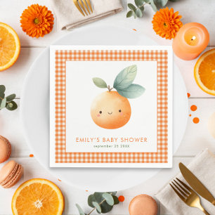 Serviette En Papier Fille au vichy orange Bébé adorable Cérémonie de b